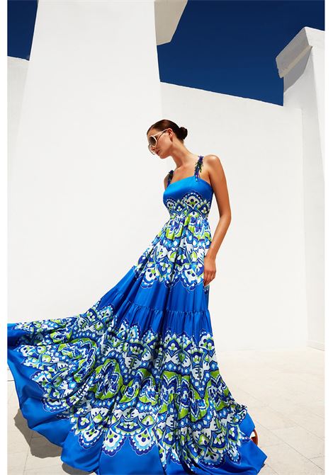 Twins majolica patterned long dress  TWINS | dress | T4010 T4010FAZZURRO